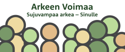 Akeen Voimaa -kurssin bannerikuvassa vihreitä ihmishahmoja. Teksti: Sujuvampaa arkea - Sinulle.